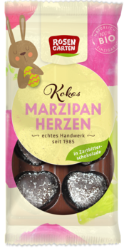 Rosengarten Kokos Marzipan-Herzen vegan 65g/S MHD 10.10.2023