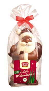 Rosengarten Vollmilch-Weihnachtsmann BIG mit weißer Schokolade geschminkt 200g MHD 25.03.2024