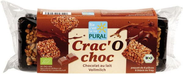 Pural Crac'O Choc Puffreis Schoko-Happen mit Vollmilchschokolade 80g MHD 07.12.2024