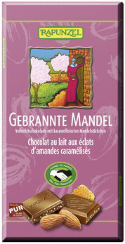 Rapunzel Vollmilch Schokolade Gebrannte Mandel HIH 100g MHD 28.02.2025