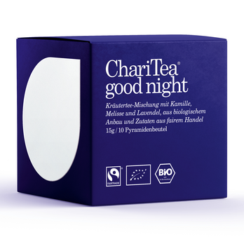 ChariTea good night Pyramidenbeutel 10 x 1,5g MHD 05.09.2022