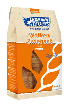 Erdmannhauser Dinkel Wolkenzwieback demeter, ungesüßt 200g MHD 31.01.2023